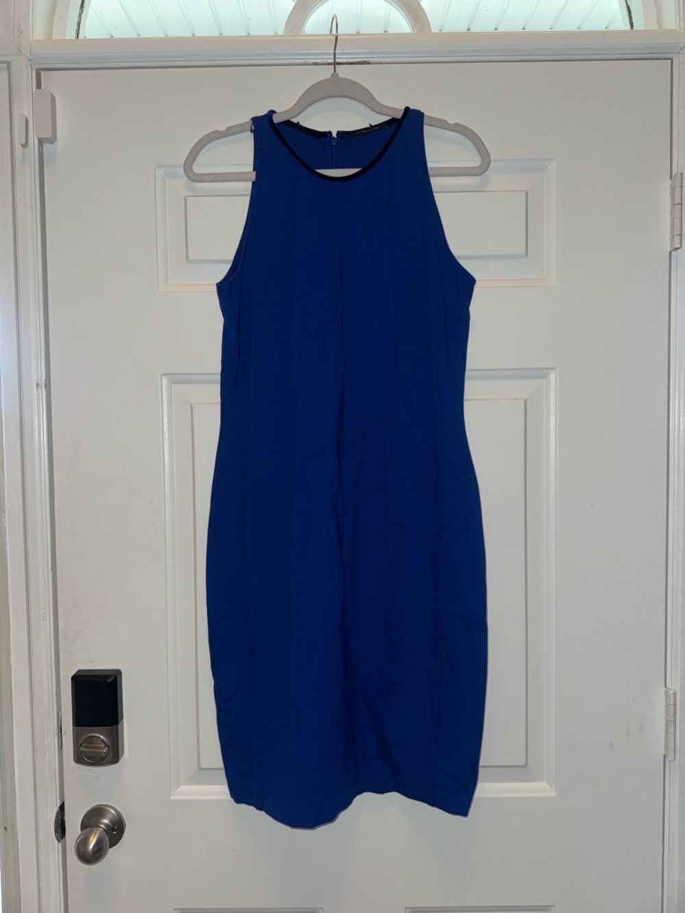 Tahari Sleeveless Cobalt Blue Sheath Midi Dress